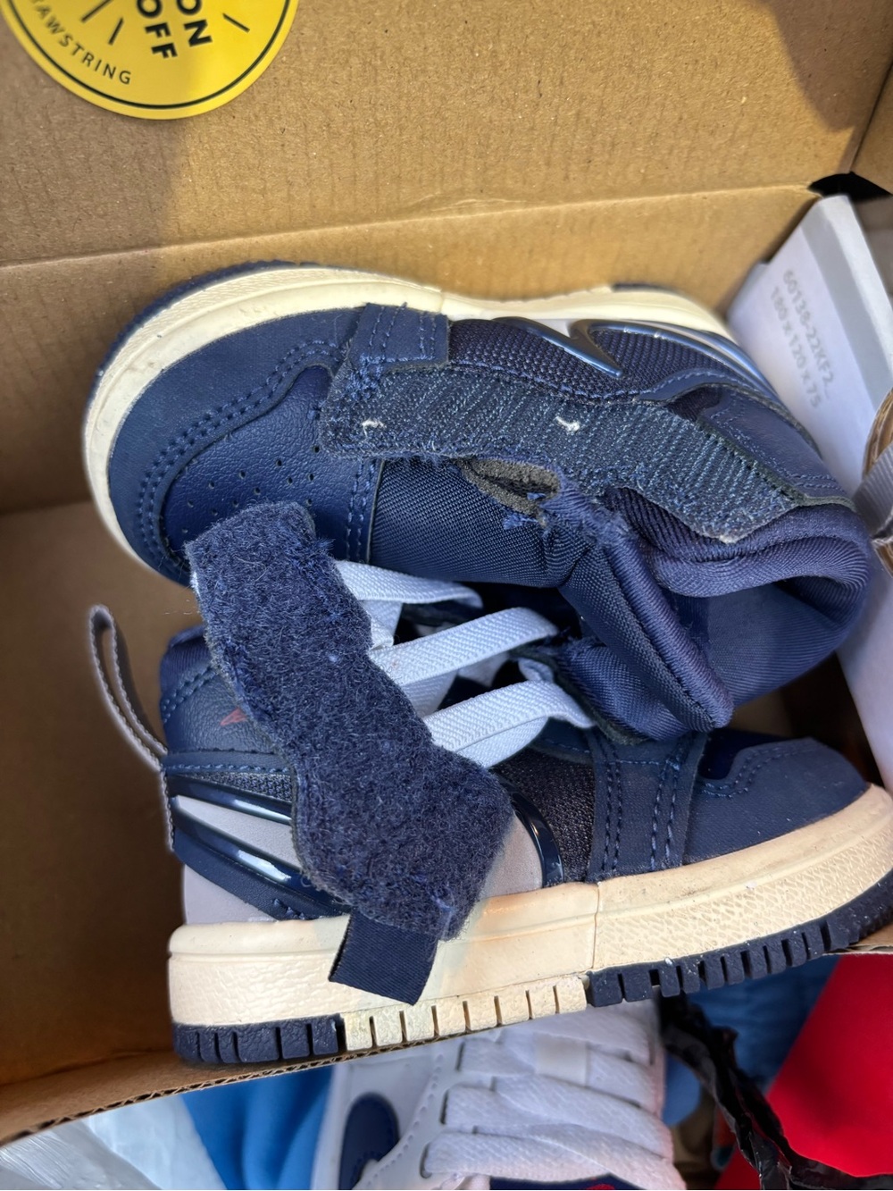 Nike Kids Navy and White High-Top Sneakers with Velcro Strap